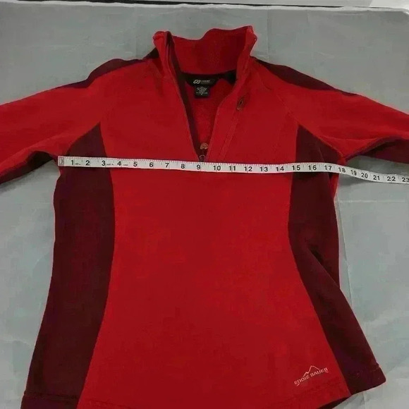 Eddie Bauer Women M 1/4 Zip Pullover Long Sleeve Sweater Jacket Top 2 Tone Red - Picture 5 of 9